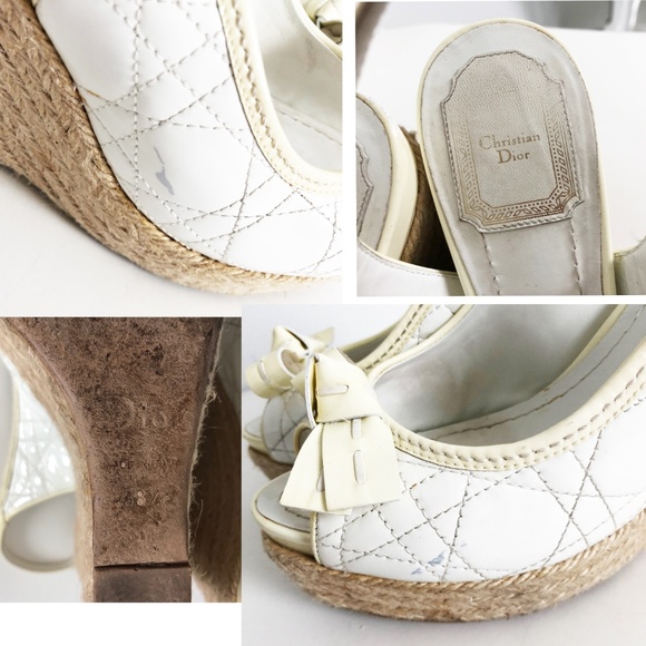 Dior Sandals White Patent Cannage Sandal Platform 38.5 in Box with Dustbag - Picture 8 of 8